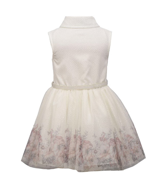 Kirsty butterfly ivory tulle sleeveless belted dress