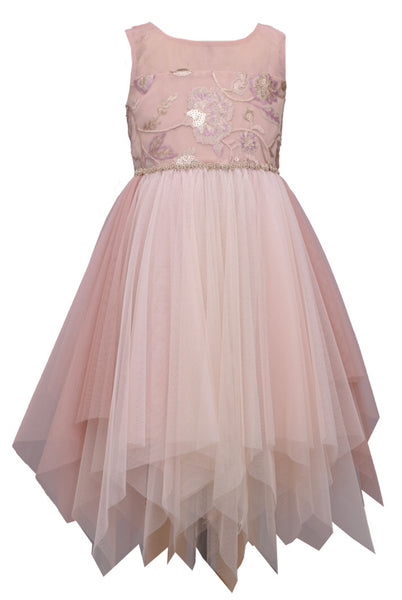 TRIXIE rose gold sequin tulle Confirmation  pink dress