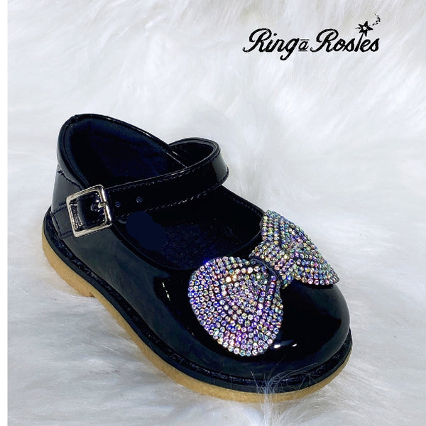 Cora black patent sparkle bow MaryJane Spanish toddler shoe