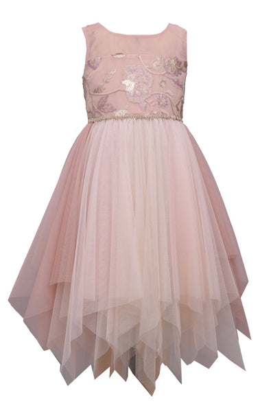 TRIXIE rose gold sequin tulle Confirmation  pink dress