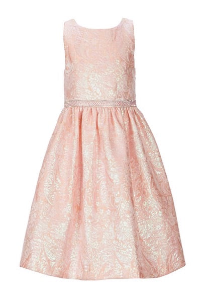 Florence pink & gold shimmer fabric bow dress