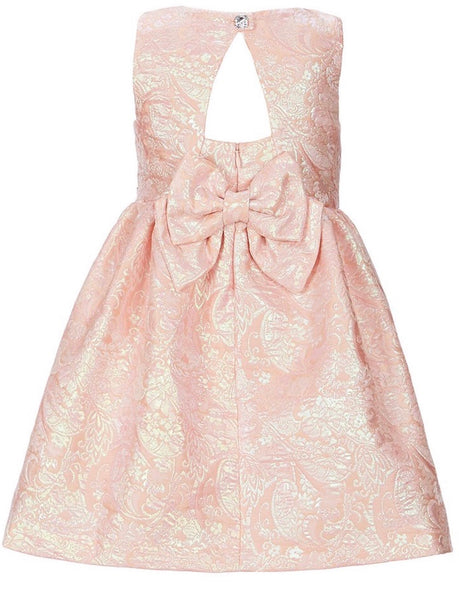 Florence pink & gold shimmer fabric bow dress